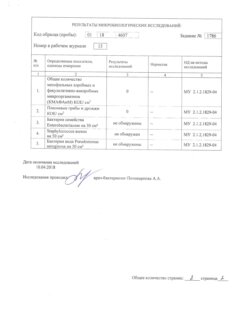 Протокол лабораторных испытаний К САН ЭПИДЕМУ