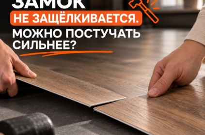 Замок не защёлкивается. Можно постучать сильнее? 🔨

При укладке замкового кварцвинила планки должны легко соединяться в соответствии с технологией монтажа....