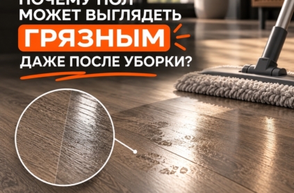 Почему пол может выглядеть грязным даже после уборки? 🧽

Помыли пол, а на свету всё равно заметны пятна и разводы? Иногда дело не в уборке, а в особенностя...